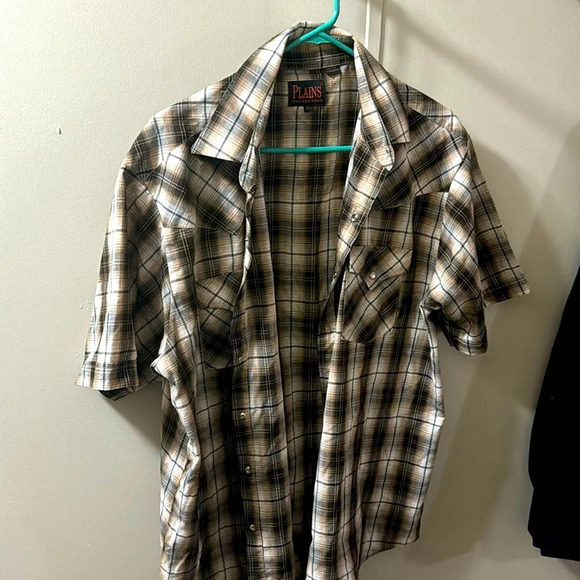 plains Other - Brown Western short sleeve snap button down, Plains brand, size XL.